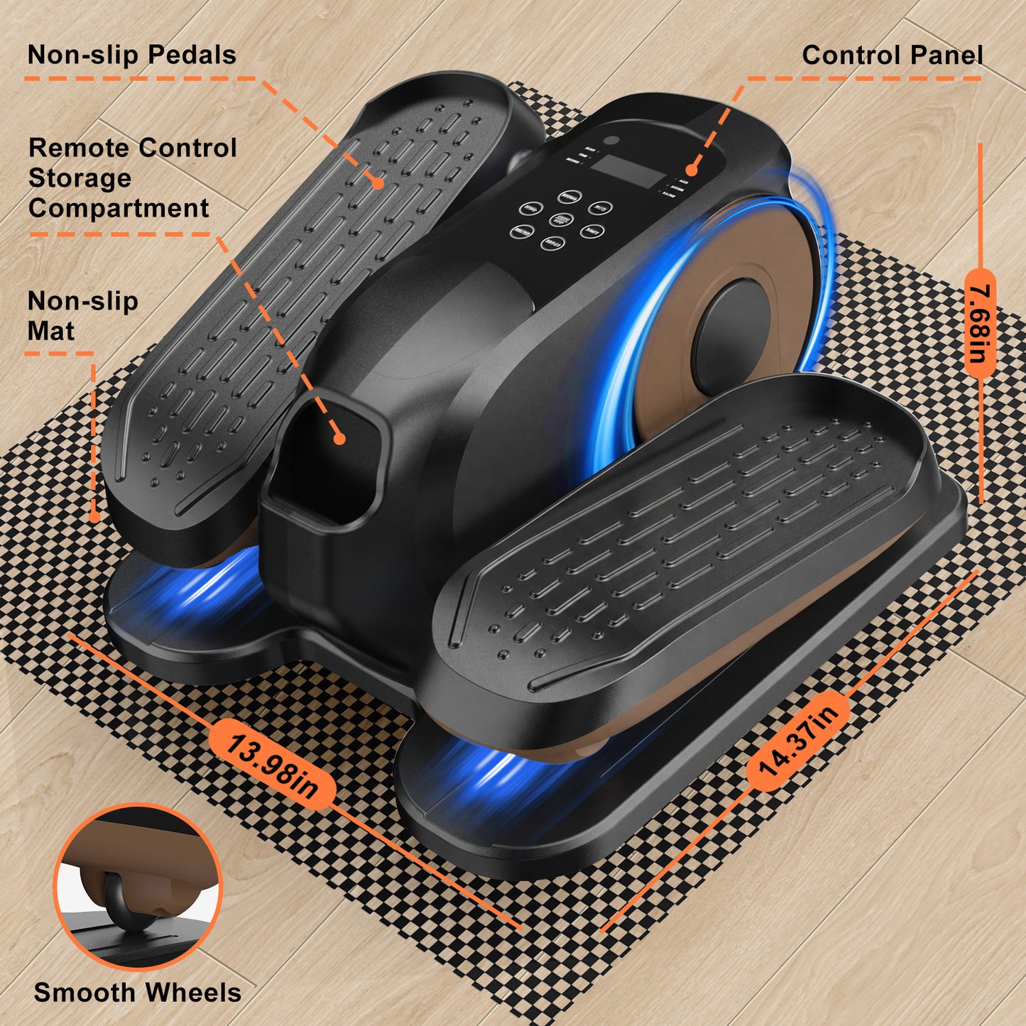 Under Desk Elliptical Machine, Ellipse Leg Exerciser While Sitting, Quiet Portable Electric Seated Pedal Exerciser,Fully Assembled with Remote Control & 12 Adjustable Speeds