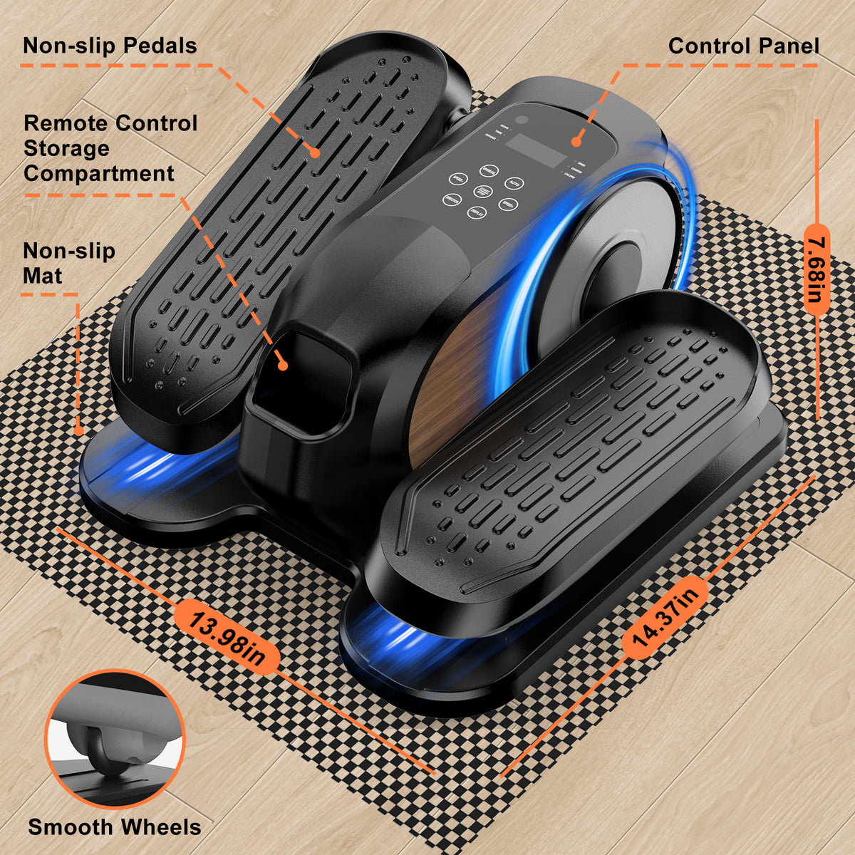 Funslim Under Desk Elliptical Machine, Leg Exerciser While Sitting for Seniors, Quiet Portable Electric Seated Pedal Exerciser,Fully Assembled with Remote Control & 12 Adjustable Speeds