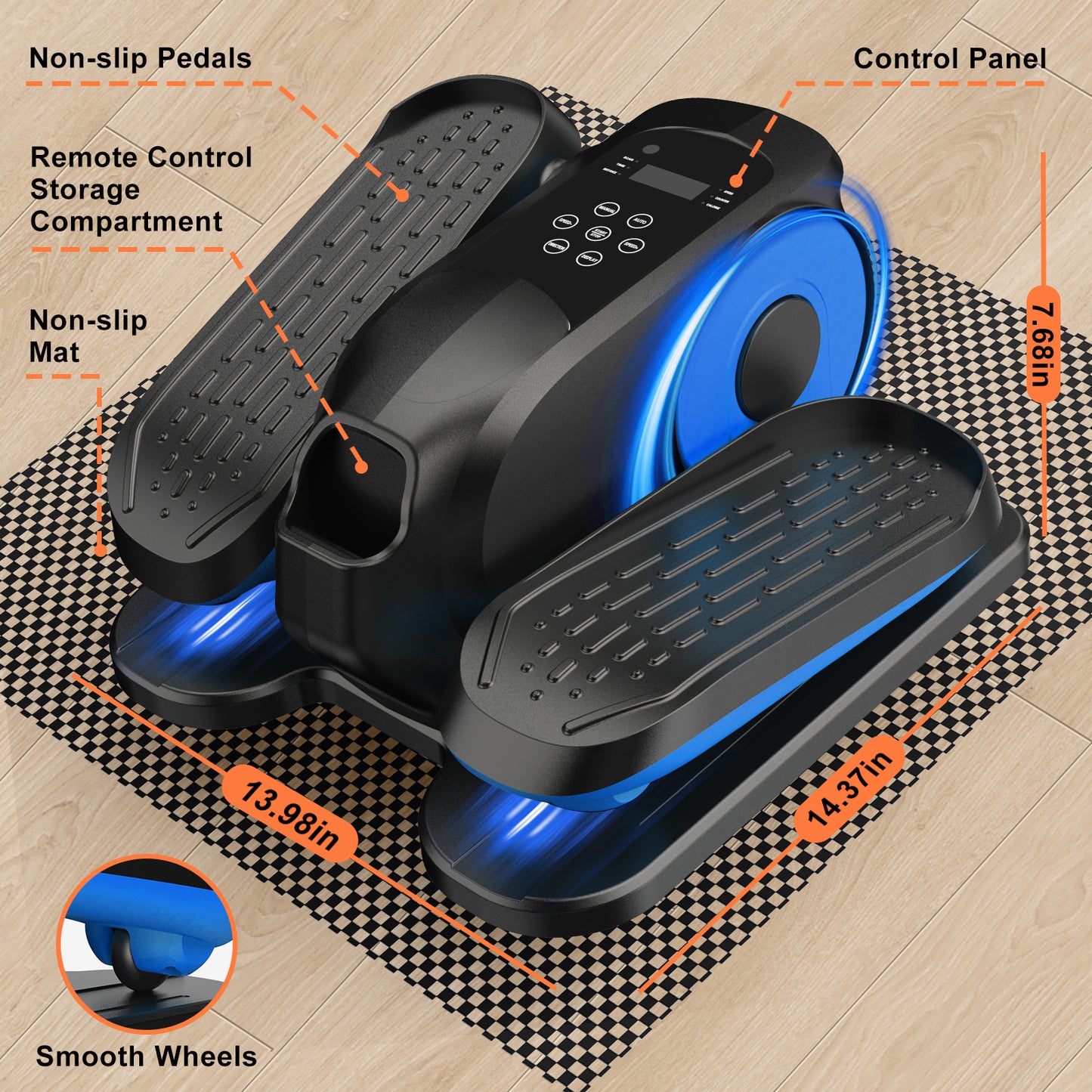 Under Desk Elliptical Machine, Ellipse Leg Exerciser While Sitting, Quiet Portable Electric Seated Pedal Exerciser,Fully Assembled with Remote Control & 12 Adjustable Speeds