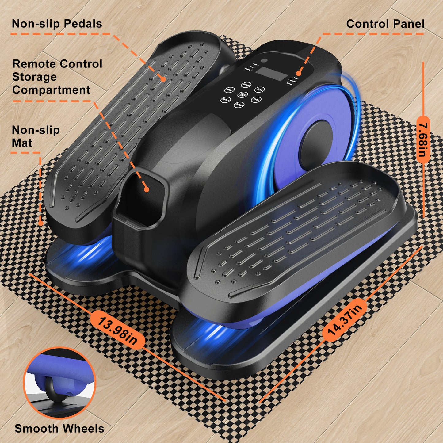 Under Desk Elliptical Machine, Ellipse Leg Exerciser While Sitting, Quiet Portable Electric Seated Pedal Exerciser,Fully Assembled with Remote Control & 12 Adjustable Speeds