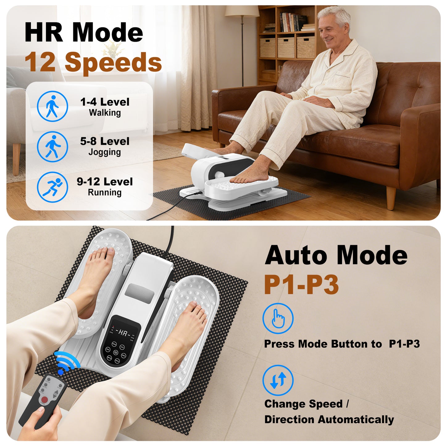 Funslim Under Desk Elliptical Machine, Electric Elliptical Exerciser for Senior, Quiet & Small Electric Seated Pedal Exerciser for Home with Remote Control，Display Monitor & 12 Adjustable Speeds