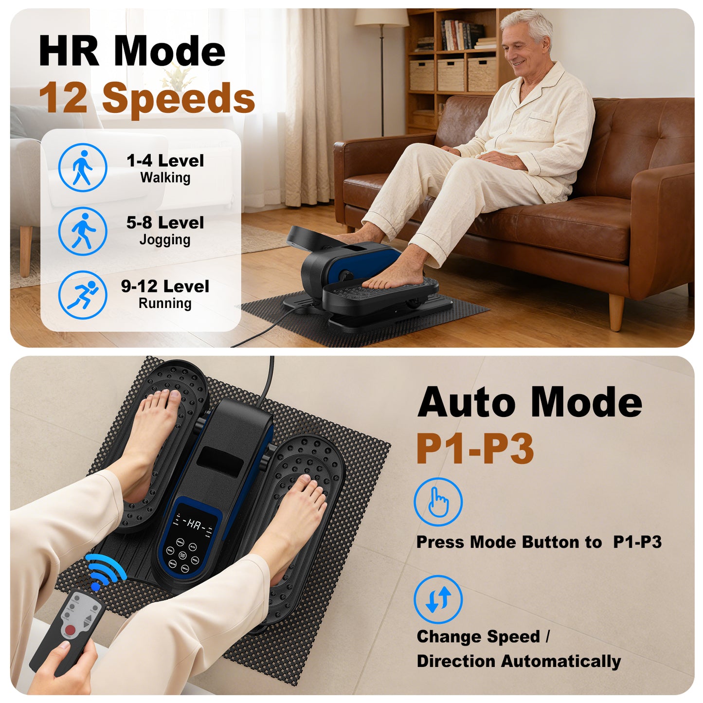 Funslim Under Desk Elliptical Machine, Electric Elliptical Exerciser for Senior, Quiet & Small Electric Seated Pedal Exerciser for Home with Remote Control，Display Monitor & 12 Adjustable Speeds
