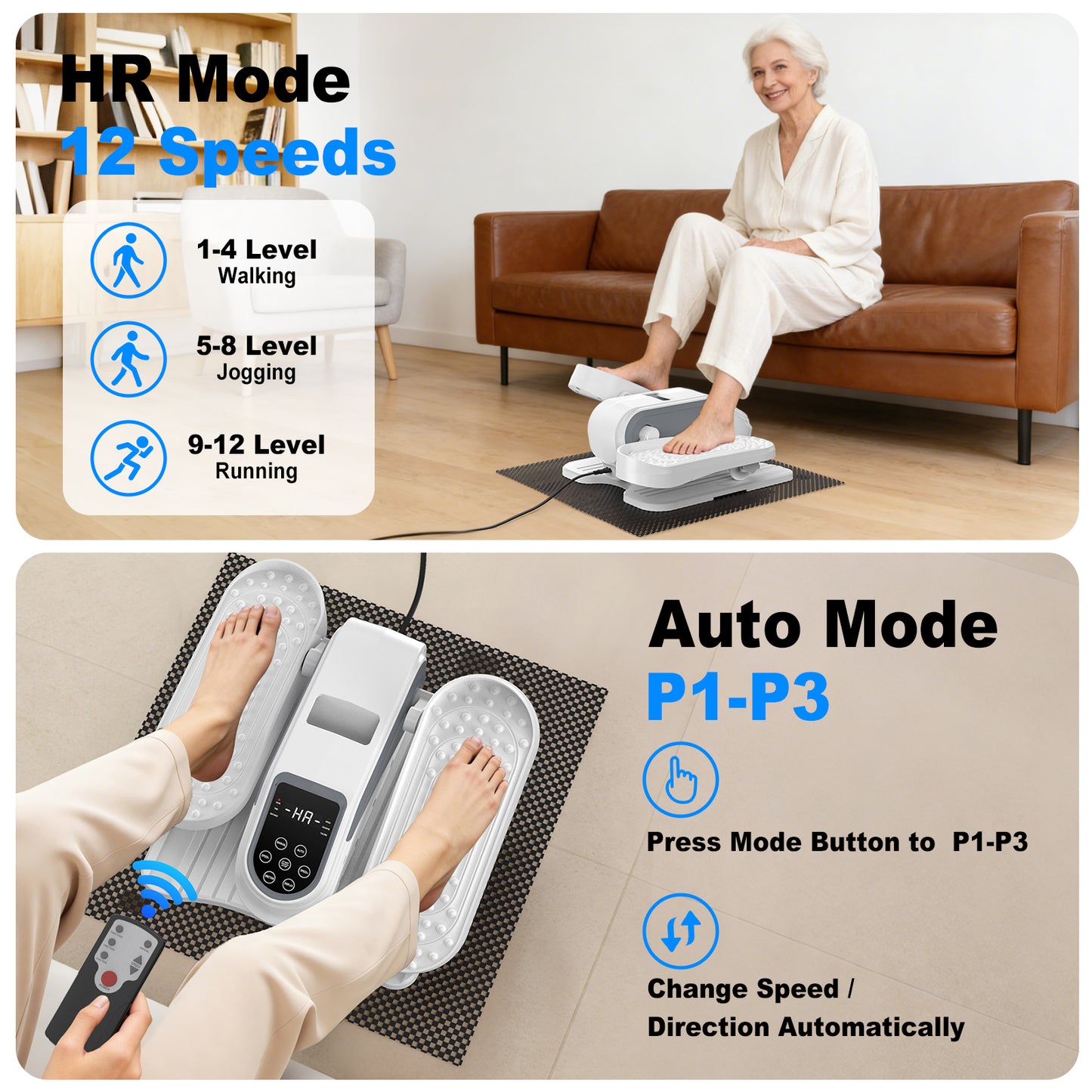 Funslim Under Desk Elliptical Machine, Electric Elliptical Exerciser for Senior, Quiet & Small Electric Seated Pedal Exerciser for Home with Remote Control，Display Monitor & 12 Adjustable Speeds