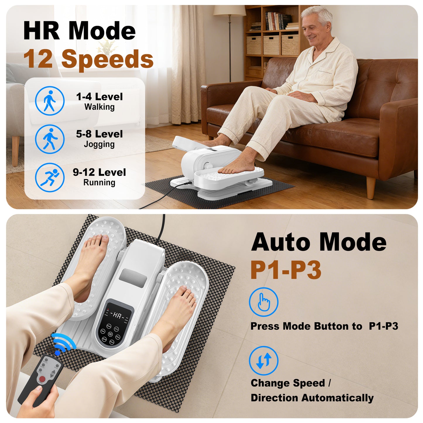 Funslim Under Desk Elliptical Machine, Electric Elliptical Exerciser for Senior, Quiet & Small Electric Seated Pedal Exerciser for Home with Remote Control，Display Monitor & 12 Adjustable Speeds