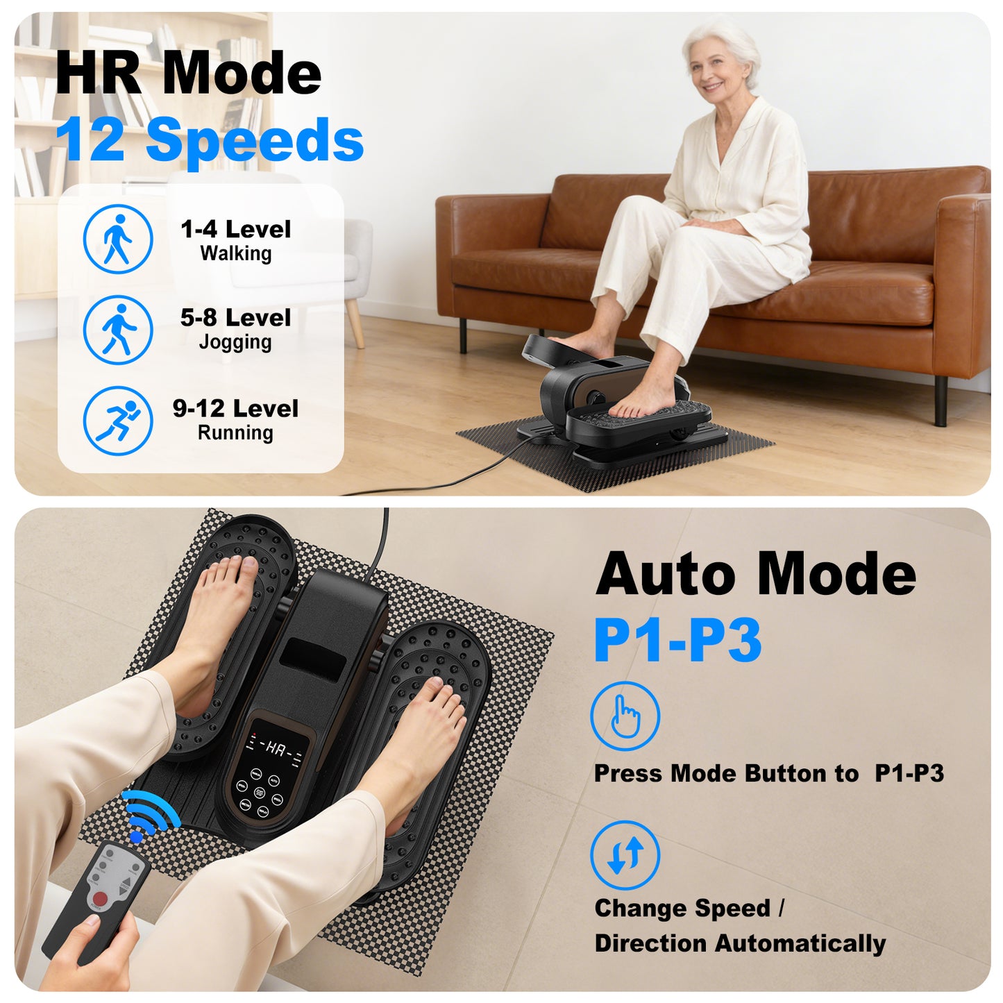 Funslim Under Desk Elliptical Machine, Electric Elliptical Exerciser for Senior, Quiet & Small Electric Seated Pedal Exerciser for Home with Remote Control，Display Monitor & 12 Adjustable Speeds