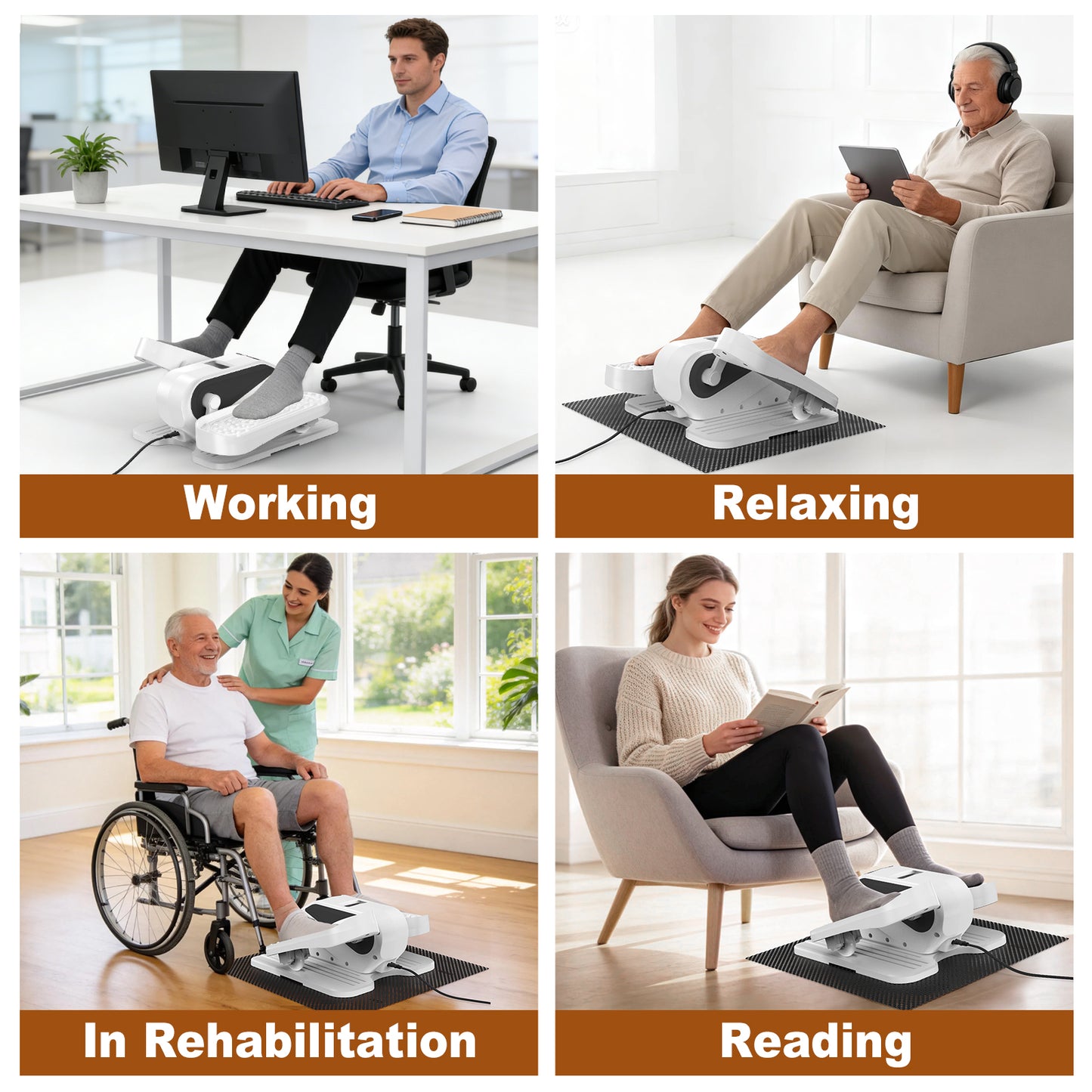 Funslim Under Desk Elliptical Machine, Electric Elliptical Exerciser for Senior, Quiet & Small Electric Seated Pedal Exerciser for Home with Remote Control，Display Monitor & 12 Adjustable Speeds