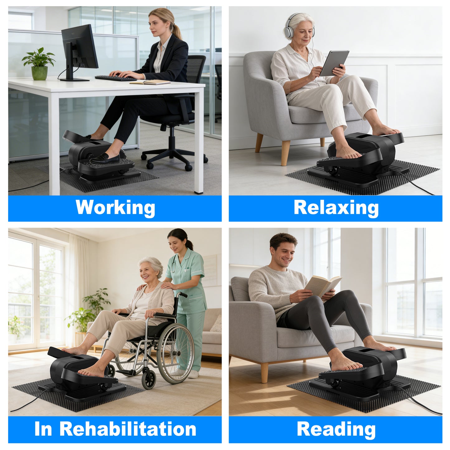 Funslim Under Desk Elliptical Machine, Electric Elliptical Exerciser for Senior, Quiet & Small Electric Seated Pedal Exerciser for Home with Remote Control，Display Monitor & 12 Adjustable Speeds