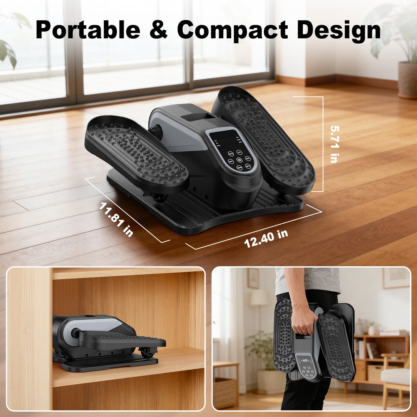 Funslim Under Desk Elliptical Machine, Electric Elliptical Exerciser for Senior, Quiet & Small Electric Seated Pedal Exerciser for Home with Remote Control，Display Monitor & 12 Adjustable Speeds