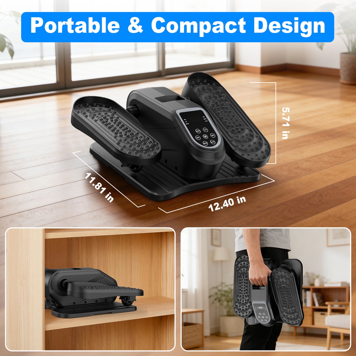 Funslim Under Desk Elliptical Machine, Electric Elliptical Exerciser for Senior, Quiet & Small Electric Seated Pedal Exerciser for Home with Remote Control，Display Monitor & 12 Adjustable Speeds