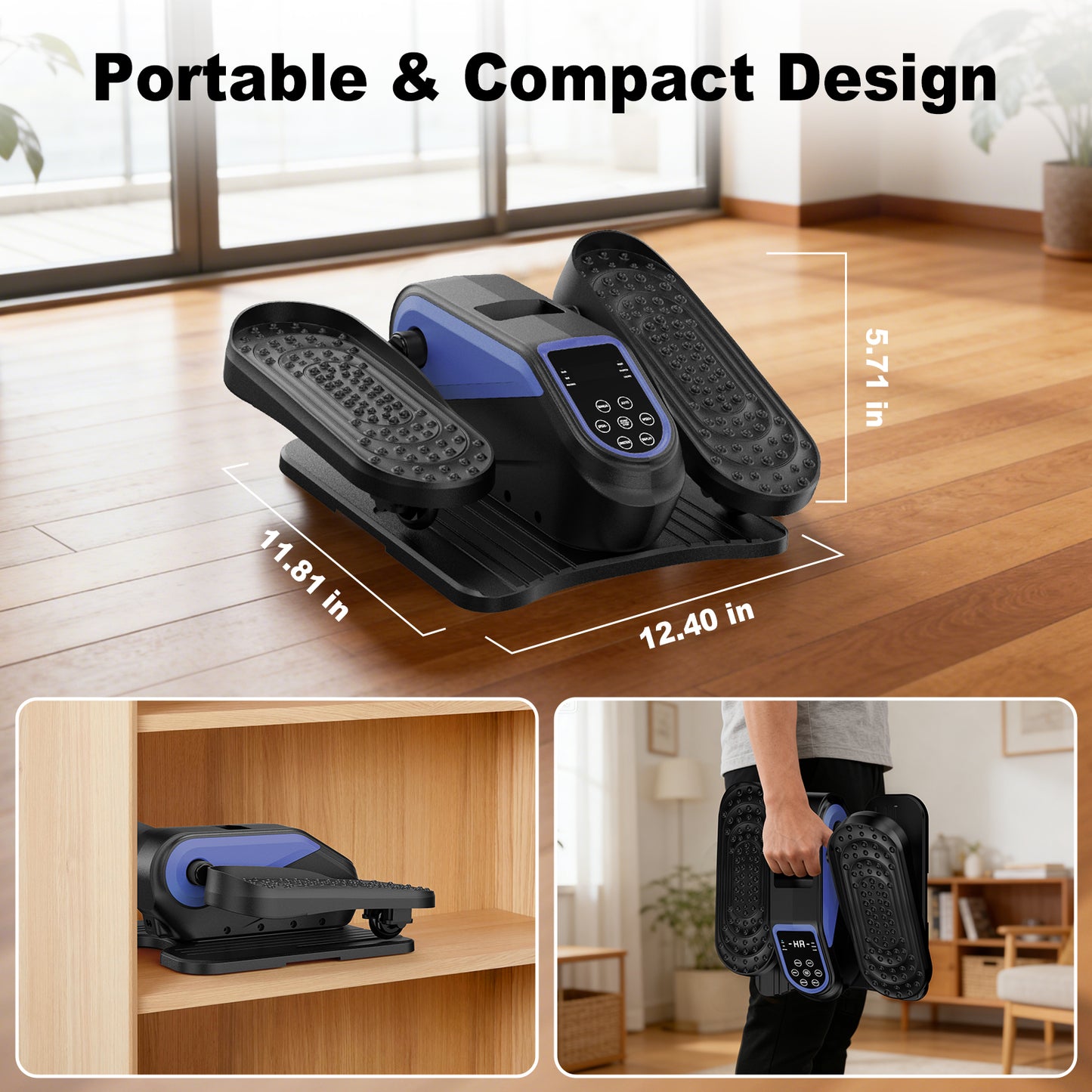 Funslim Under Desk Elliptical Machine, Electric Elliptical Exerciser for Senior, Quiet & Small Electric Seated Pedal Exerciser for Home with Remote Control，Display Monitor & 12 Adjustable Speeds