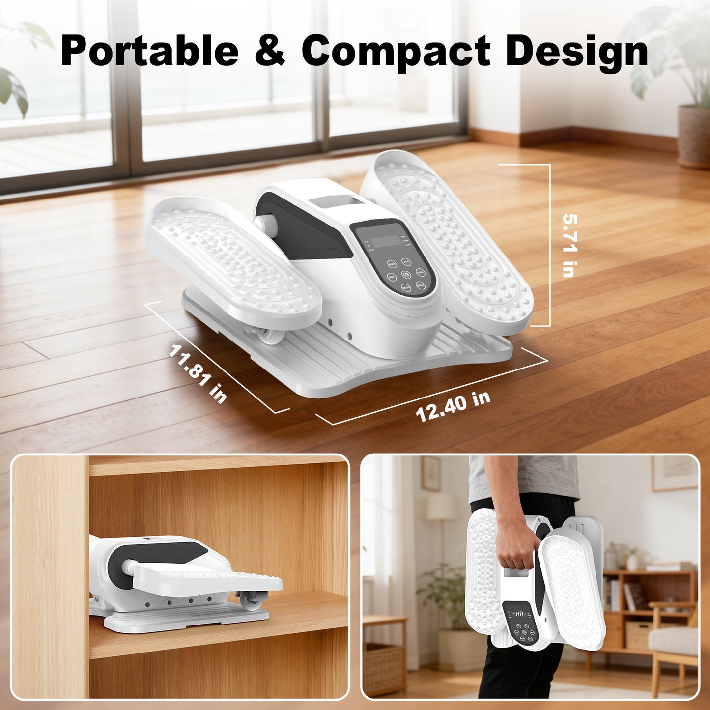 Funslim Under Desk Elliptical Machine, Electric Elliptical Exerciser for Senior, Quiet & Small Electric Seated Pedal Exerciser for Home with Remote Control，Display Monitor & 12 Adjustable Speeds