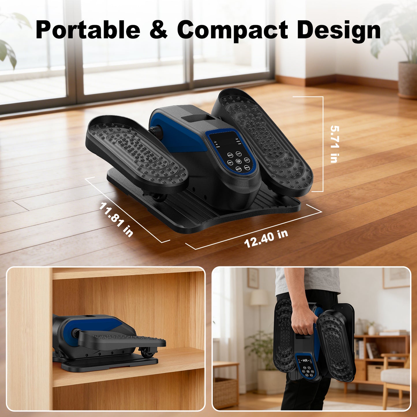 Funslim Under Desk Elliptical Machine, Electric Elliptical Exerciser for Senior, Quiet & Small Electric Seated Pedal Exerciser for Home with Remote Control，Display Monitor & 12 Adjustable Speeds