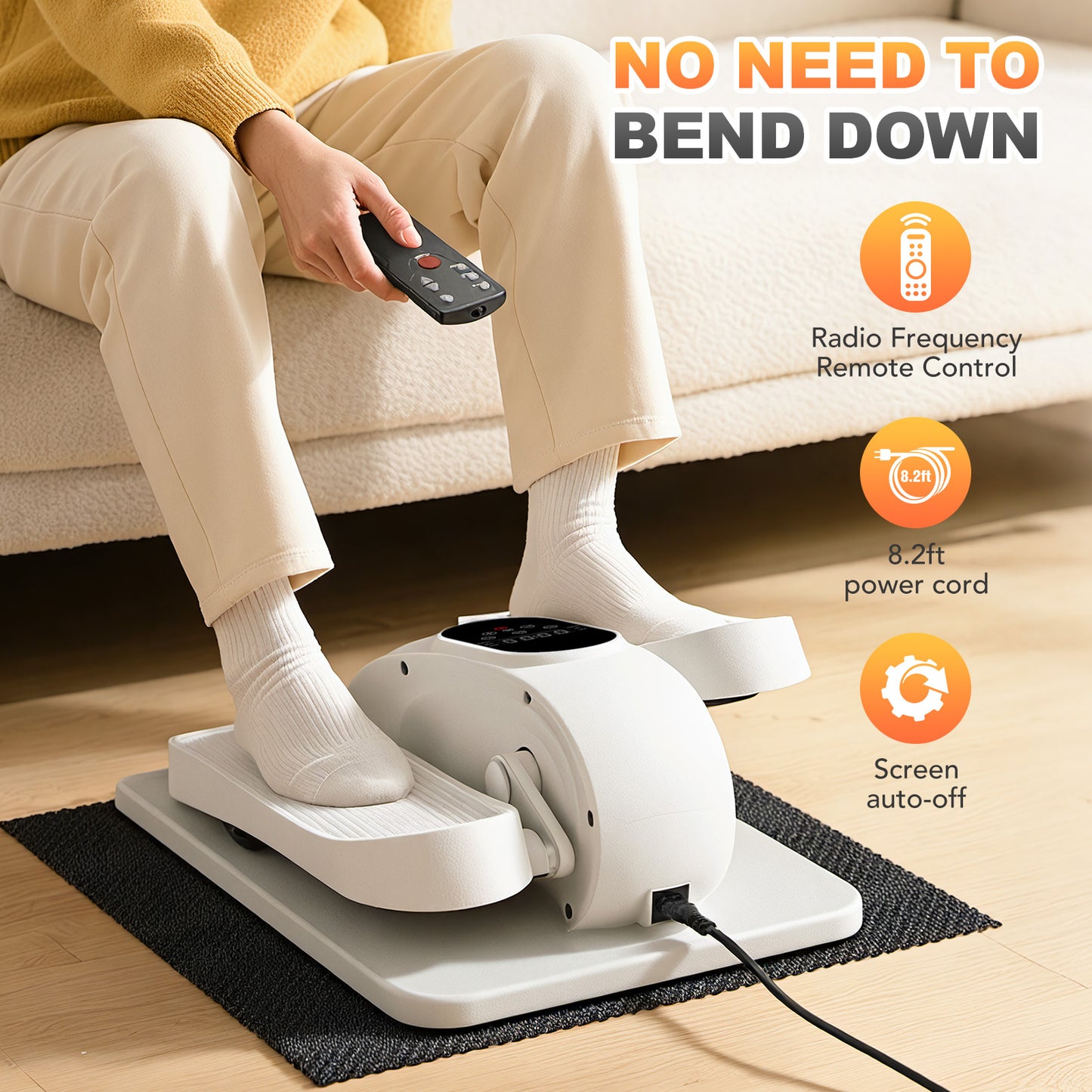 Funslim Under Desk Elliptical Exercise Machine, 15 Adjustable Electric Leg Exerciser for Seniors with Non-Slip Mat Quiet & Portable for Home and Office
