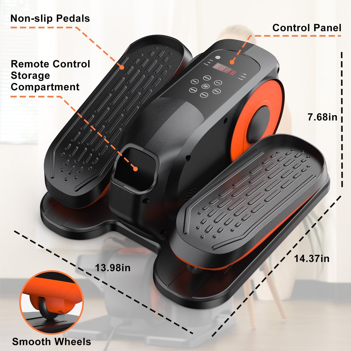 Under Desk Elliptical Machine, Ellipse Leg Exerciser While Sitting, Quiet Portable Electric Seated Pedal Exerciser,Fully Assembled with Remote Control & 12 Adjustable Speeds
